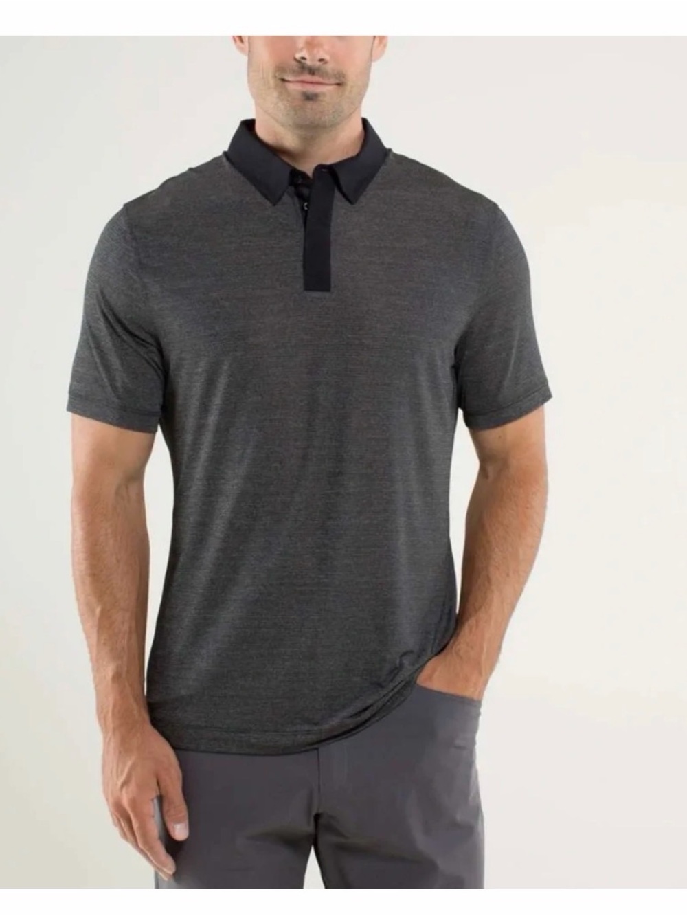 Lululemon Men’s Precision Polo Sz L In Heathered Black